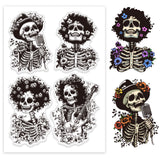 Custom Summer Theme PVC Plastic Clear Stamps, for DIY Scrapbooking, Photo Album Decorative, Cards Making, Skeleton, 160x110mm