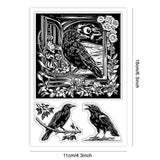 Custom Summer Theme PVC Plastic Clear Stamps, for DIY Scrapbooking, Photo Album Decorative, Cards Making, Raven, 160x110mm