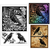 Custom Summer Theme PVC Plastic Clear Stamps, for DIY Scrapbooking, Photo Album Decorative, Cards Making, Raven, 160x110mm