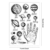 Custom Summer Theme PVC Plastic Clear Stamps, for DIY Scrapbooking, Photo Album Decorative, Cards Making, Planet, 160x110mm