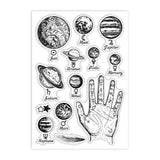 Custom Summer Theme PVC Plastic Clear Stamps, for DIY Scrapbooking, Photo Album Decorative, Cards Making, Planet, 160x110mm