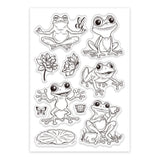 Custom Summer Theme PVC Plastic Clear Stamps, for DIY Scrapbooking, Photo Album Decorative, Cards Making, Frog, 160x110mm