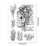 PVC Plastic Clear Stamps, for DIY Scrapbooking, Photo Album Decorative, Cards Making, Mermaid, 160x110mm