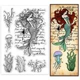 PVC Plastic Clear Stamps, for DIY Scrapbooking, Photo Album Decorative, Cards Making, Mermaid, 160x110mm