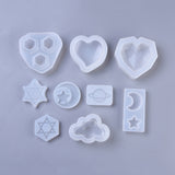 Silicone Molds, Resin Casting Molds, For UV Resin, Epoxy Resin Jewelry Making, Mixed Shapes, White, 9pcs/set