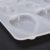 DIY Pendant Silicone Molds, for Earring Making, Resin Casting Molds, For UV Resin, Epoxy Resin Jewelry Making, Teardrop & Nuggets & Oval & Round & Heart & Pentagon, White, 125x170x8mm, Inner Diameter: 11~39x12~28mm