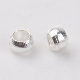 Brass Crimp Beads, Cadmium Free & Nickel Free & Lead Free, Rondelle, Silver Color Plated, about 2mm in diameter, 1.2mm long, hole: about 1.2mm, 10000pc/Set