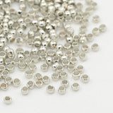 Brass Crimp Beads, Cadmium Free & Nickel Free & Lead Free, Rondelle, Nickel Color, about 2mm in diameter, 1.2mm long, hole: 1.2mm, 10000pc/Set