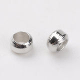 Brass Crimp Beads, Cadmium Free & Lead Free, Rondelle, Nickel Color, about 2mm in diameter, 1.2mm long, hole: 1.2mm, 10000pc/Set