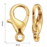 Zinc Alloy Lobster Claw Clasps, Parrot Trigger Clasps, Cadmium Free & Nickel Free & Lead Free, Golden, 12x6mm, Hole: 1.2mm, 1000pc/Set