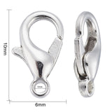 Zinc Alloy Lobster Claw Clasps, Parrot Trigger Clasps, Cadmium Free & Nickel Free & Lead Free, Platinum, 10x6mm, Hole: 1mm, 1000pc/Set