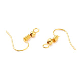 Iron Earring Hooks, Ear Wire, with Horizontal Loop, Cadmium Free & Nickel Free & Lead Free, Golden, 17~19x0.8mm, Hole: 2mm, 22 Gauge, Pin: 0.6mm, 5000pc/Set