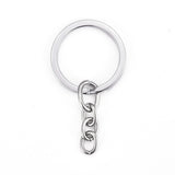 Alloy Split Key Rings, with Chains, Keychain Clasp Findings, Platinum, 22mm, 200pc/Set