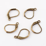 Brass Leverback Earring Findings, with Loop, Cadmium Free & Nickel Free & Lead Free, Antique Bronze, Size: about 10mm wide, 15mm long, hole: 1mm, 500pc/Set