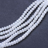 Electroplate Glass Beads Strands, Imitation Jade Beads, AB Color Plated, Faceted, Rondelle, Snow, 4x3mm, Hole: 0.4mm, about 113~115pcs/strand, 41~42cm, 10Strand/Set