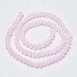 Glass Beads Strands, Imitation Jade, Faceted, Rondelle, Pink, 4x3mm, Hole: 0.4mm, about 113~115pcs/strand, 41~42cm, 10Strand/Set