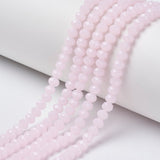 Glass Beads Strands, Imitation Jade, Faceted, Rondelle, Pink, 4x3mm, Hole: 0.4mm, about 113~115pcs/strand, 41~42cm, 10Strand/Set