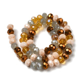 Glass Beads Strands, Faceted, Rondelle, BurlyWood, 8x6mm, Hole: 1mm, about 65~68pcs/strand, 15.7~16.1 inch(40~41cm), 10Strand/Set