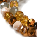 Glass Beads Strands, Faceted, Rondelle, BurlyWood, 8x6mm, Hole: 1mm, about 65~68pcs/strand, 15.7~16.1 inch(40~41cm), 10Strand/Set