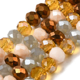 Glass Beads Strands, Faceted, Rondelle, BurlyWood, 8x6mm, Hole: 1mm, about 65~68pcs/strand, 15.7~16.1 inch(40~41cm), 10Strand/Set