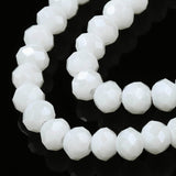 Electroplate Glass Beads Strands, Pearl Luster Plated, Faceted, Rondelle, White, 2.9~3.3x2mm, Hole: 0.8mm, about 145~150pcs/strand, 34~35cm, 10Strand/Set