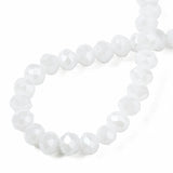 Electroplate Glass Beads Strands, Pearl Luster Plated, Faceted, Rondelle, White, 2.9~3.3x2mm, Hole: 0.8mm, about 145~150pcs/strand, 34~35cm, 10Strand/Set