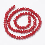 Opaque Solid Color Glass Beads Strands, Faceted, Rondelle, FireBrick, 3.5~3.8x3mm, Hole: 0.4mm, about 113~115pcs/strand, 32~33cm, 10Strand/Set