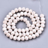 Electroplate Glass Beads Strands, Pearl Luster Plated, Faceted, Rondelle, Misty Rose, 4x3mm, Hole: 0.4mm, about 113~115pcs/strand, 41~42cm, 10Strand/Set