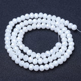 Electroplate Glass Beads Strands, Opaque Solid Color, AB Color Plated, Faceted, Rondelle, White, 4x3mm, Hole: 0.4mm, about 113~115pcs/strand, 41~42cm, 10Strands/Set