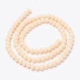 Opaque Solid Color Glass Beads Strands, Faceted, Rondelle, Antique White, 4x3mm, Hole: 0.4mm, about 113~115pcs/strand, 41~42cm, 10Strand/Set