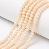 Opaque Solid Color Glass Beads Strands, Faceted, Rondelle, Antique White, 4x3mm, Hole: 0.4mm, about 113~115pcs/strand, 41~42cm, 10Strand/Set