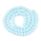 Opaque Solid Color Glass Beads Strands, Faceted, Rondelle, Light Sky Blue, 4x3mm, Hole: 0.4mm, about 113~115pcs/strand, 41~42cm, 10Strands/Set