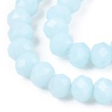 Opaque Solid Color Glass Beads Strands, Faceted, Rondelle, Light Sky Blue, 4x3mm, Hole: 0.4mm, about 113~115pcs/strand, 41~42cm, 10Strands/Set