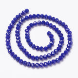 Opaque Solid Color Glass Beads Strands, Faceted, Rondelle, Blue, 4x3mm, Hole: 0.4mm, about 113~115pcs/strand, 41~42cm, 10Strands/Set