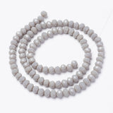 Opaque Solid Color Glass Beads Strands, Faceted, Rondelle, Dark Gray, 4x3mm, Hole: 0.4mm, about 113~115pcs/strand, 41~42cm, 10Strands/Set