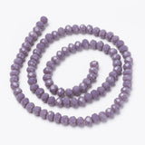 Opaque Solid Color Glass Beads Strands, Faceted, Rondelle, Medium Purple, 4x3mm, Hole: 0.4mm, about 113~115pcs/strand, 41~42cm, 10Strands/Set