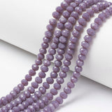 Opaque Solid Color Glass Beads Strands, Faceted, Rondelle, Medium Purple, 4x3mm, Hole: 0.4mm, about 113~115pcs/strand, 41~42cm, 10Strands/Set