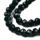 Opaque Solid Color Glass Beads Strands, Faceted, Rondelle, Dark Green, 4x3mm, Hole: 0.4mm, about 113~115pcs/strand, 41~42cm, 10Strand/Set