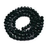 Opaque Solid Color Glass Beads Strands, Faceted, Rondelle, Dark Green, 4x3mm, Hole: 0.4mm, about 113~115pcs/strand, 41~42cm, 10Strand/Set