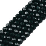 Opaque Solid Color Glass Beads Strands, Faceted, Rondelle, Dark Green, 4x3mm, Hole: 0.4mm, about 113~115pcs/strand, 41~42cm, 10Strand/Set