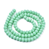 Opaque Solid Color Glass Beads Strands, Faceted, Rondelle, Turquoise, 4x3mm, Hole: 0.4mm, about 113~115pcs/strand, 41~42cm, 10Strand/Set