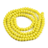 Opaque Solid Color Glass Beads Strands, Faceted, Rondelle, Yellow, 4x3mm, Hole: 0.4mm, about 113~115pcs/strand, 41~42cm, 10Strand/Set