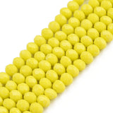 Opaque Solid Color Glass Beads Strands, Faceted, Rondelle, Yellow, 4x3mm, Hole: 0.4mm, about 113~115pcs/strand, 41~42cm, 10Strand/Set