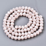 Electroplate Glass Beads Strands, Pearl Luster Plated, Faceted, Rondelle, Misty Rose, 6x5mm, Hole: 1mm, about 83~85pcs/strand, 38~39cm, 10Strand/Set