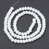 Opaque Solid Color Glass Beads Strands, Faceted, Rondelle, White, 6x5mm, Hole: 1mm, about 83~85pcs/strand, 38~39cm, 10Strands/Set