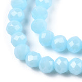 Electroplate Glass Beads Strands, Pearl Luster Plated, Faceted, Rondelle, Light Blue, 8x6mm, Hole: 1~1.4mm, about 63~65pcs/strand, 39~40cm, 10Strand/Set