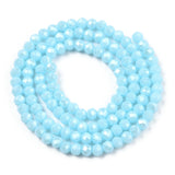 Electroplate Glass Beads Strands, Pearl Luster Plated, Faceted, Rondelle, Light Blue, 8x6mm, Hole: 1~1.4mm, about 63~65pcs/strand, 39~40cm, 10Strand/Set