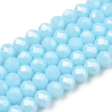 Electroplate Glass Beads Strands, Pearl Luster Plated, Faceted, Rondelle, Light Blue, 8x6mm, Hole: 1~1.4mm, about 63~65pcs/strand, 39~40cm, 10Strand/Set