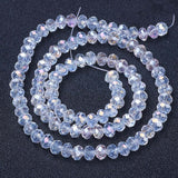 Electroplate Glass Beads Strands, AB Color Plated, Faceted, Rondelle, Clear AB, 10x8mm, Hole: 1mm, about 63~65pcs/strand, 49~50cm, 10Strand/Set