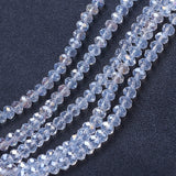 Electroplate Glass Beads Strands, AB Color Plated, Faceted, Rondelle, Clear AB, 10x8mm, Hole: 1mm, about 63~65pcs/strand, 49~50cm, 10Strand/Set